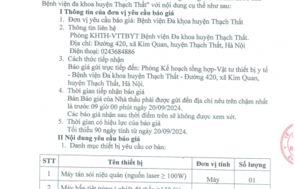 Thư mời chào giá divhj vụ và cung cấp TTBYT 1006